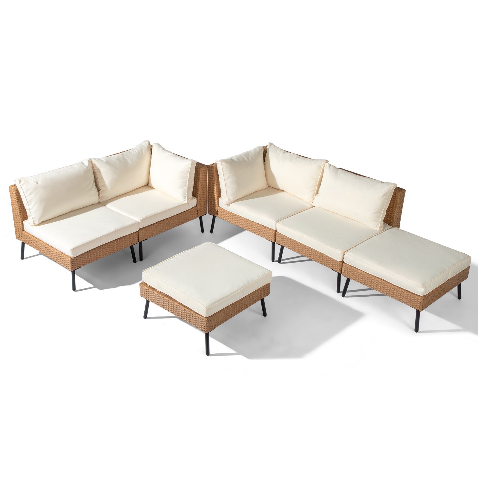 outdoor rattan sectional sofa on patio