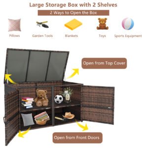 104-gallon outdoor rattan storage cabinet, 2 ways to open the box