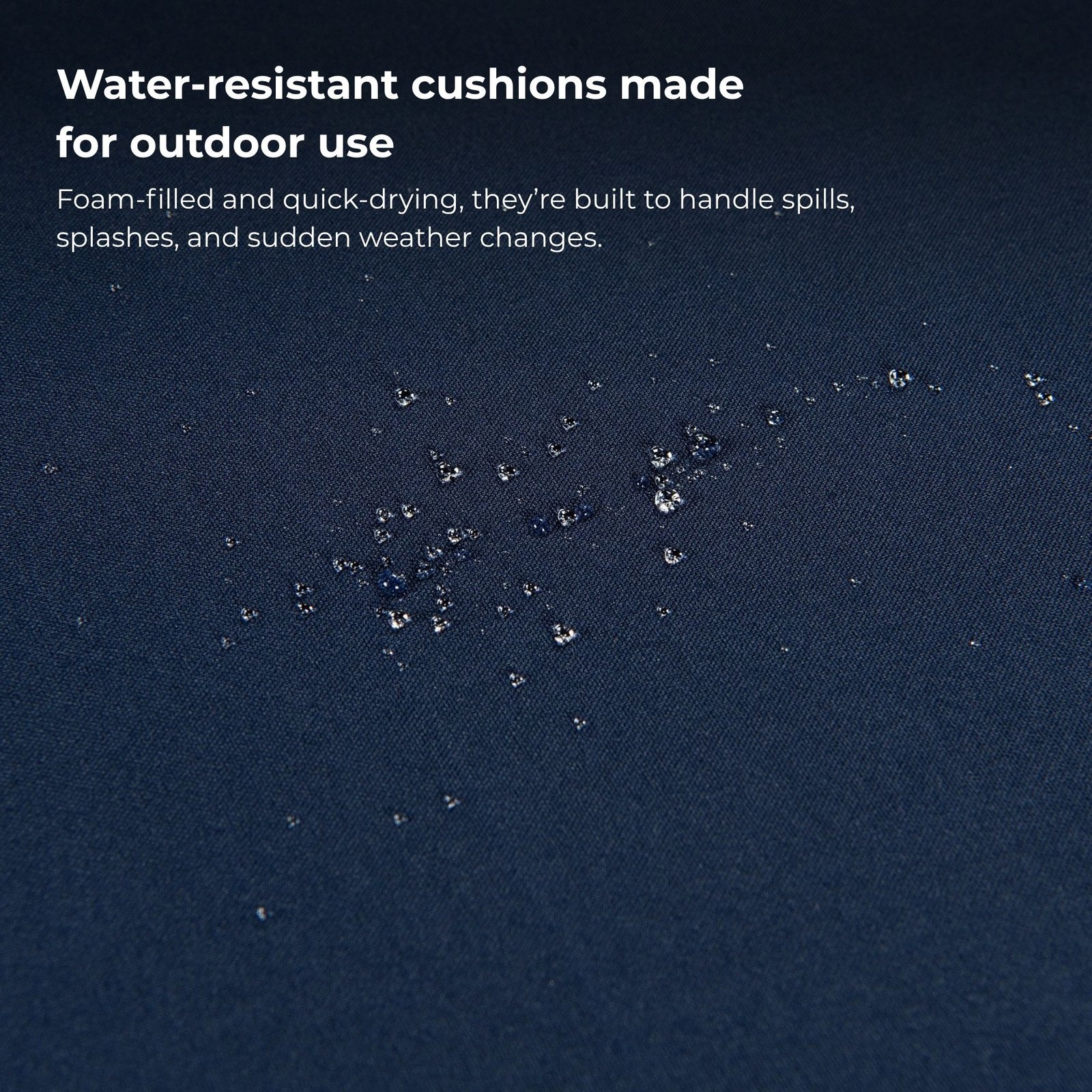 Water-resistant blue cushions on gray rattan patio sectional set designed for outdoor use