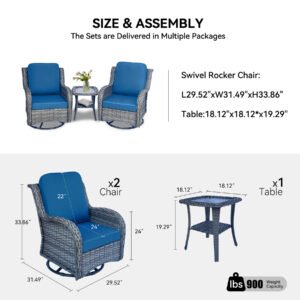 swivel-rocker-patio-set-dimensions-weight-capacity Dimensions and weight capacity of swivel rocker wicker patio set including chairs and side table