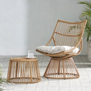 Light Brown Elaine Lounge Chair with Side Table
