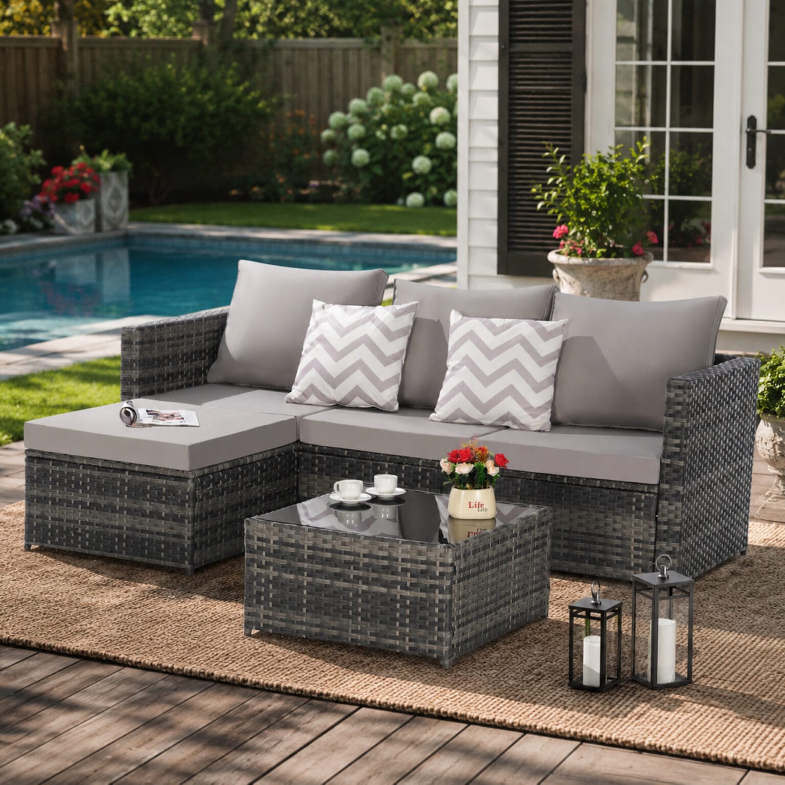Best HD Pictures about  Belavi Outdoor Rattan Sectional  with No AI Images