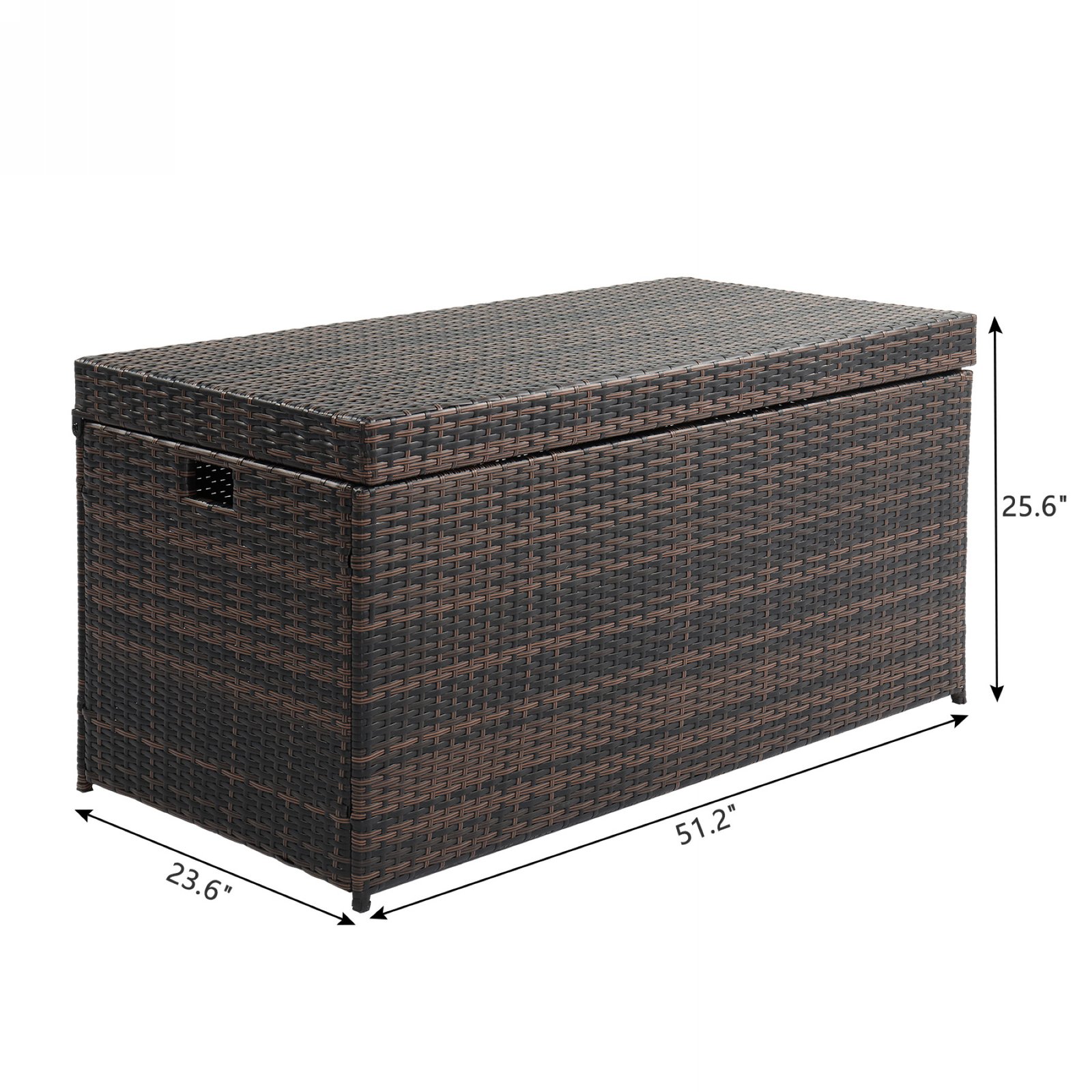 132 gallon outdoor wicker deck box storage cabinet dimensions and size details