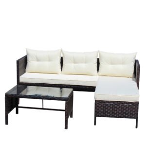 3-piece-outdoor-patio-wicker-sectional-sofa-set-with-lounger-coffee-table-white-background 3 piece outdoor patio furniture set wicker rattan sectional sofa with lounger and coffee table, all weather cushions backyard garden conversation set white background