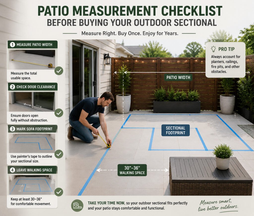 How to measure patio space before buying an outdoor sectional sofa