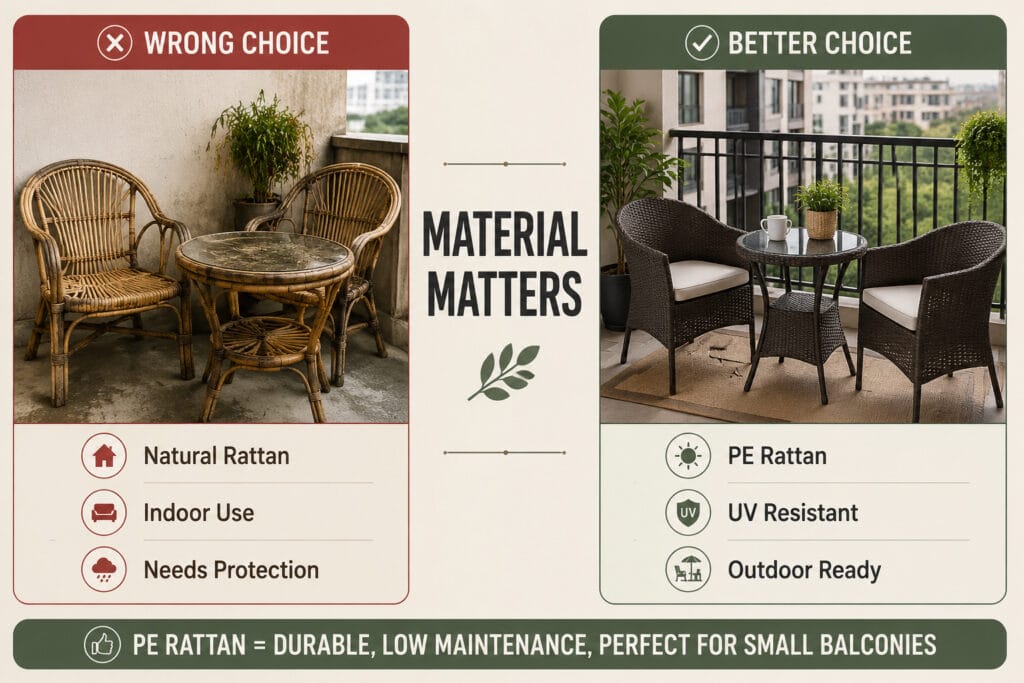 PE rattan bistro set for small balcony outdoor furniture